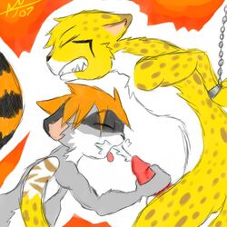 bae_bunny bondage bondage cheetah cum feline gay male oral penis raccoon