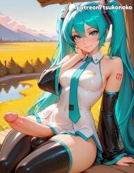 1futa 2025 ai_assisted ai_generated anime aqua_eyes aqua_hair aqua_nails arm_support artist_name cloud cock cum detached_sleeves dick erection explicit futanari hatsune_miku hi_res high_quality high_resolution highres huge_cock large_penis large_testicles long_hair miku_hatsune necktie orange_sky outdoors patreon patreon_username penis precum sitting sky solo stable_diffusion sunset tattoo testicles tsukoneko twintails uncensored veins veiny_penis very_long_hair vocaloid watermark