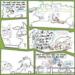 al_(weaver) alternate_universe anthro betty_(weaver) bovid canid canine canis caprine casual_sex comedy crossed_arms dialogue duo facepalm female fence forest furry furry_only heart_symbol humor leaning_on_wall male male/female mammal obscured_breasts pack_street pasture plant public public_sex remmy_cormo screaming sex sheep smile the_weaver tree velvet_roe_(weaver) wide_eyed wolf