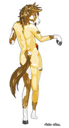 anthro back blush censored equine fur furry hooves horse male male_only penis rimle_mike solo standing tail transformation