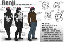 1boy anthro ass benji bng fur furry lagomorph male male_only model_sheet nude poor_choice_of_typeface rabbit solo