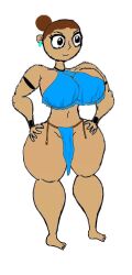 barefoot big_breasts biscuous breasts brown_hair bun_hair completely_nude curvaceous curvy curvy_body curvy_female curvy_figure female herocane june_(herocane) latina nude nude_female original original_character pussy render stripper_clothes tan_skin thick_thighs vagina wide_hips