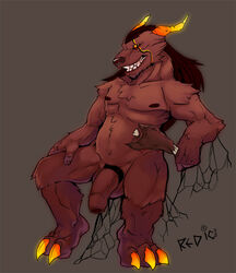 1boy cartoon_meat chubby claws cock_ring demon glowing horns male male_only meat muscles nude penis redic-nomad solo uncut