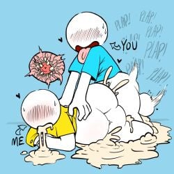 2boys anal anthro ball balls bara big_penis blue_background blue_clothing blush blushing cum cum_everywhere cum_in_ass cum_in_body cum_in_mouth cum_pool cum_puddle cumflated cumflated_belly cumflation cumming_from_anal_sex cumming_together cumming_while_penetrating digital_media_(artwork) erect_penis erection gay gay_anal gay_sex heart_symbol huge_cock humanoid hyper_penis male male/male male_focus male_only male_penetrating male_penetrating_male no_eyes oeeo original_character original_characters penis plap pregnant pregnant_belly pregnant_male semen stick_figure stickman sweat sweating tagme text tongue tongue_out veins veiny_penis white_body white_penis white_skin yellow_clothing