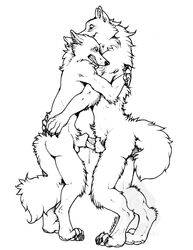 anthro blush canine cum cum_inside digitigrade docking farorenightclaw fur furry furry_only gay male nude sheath