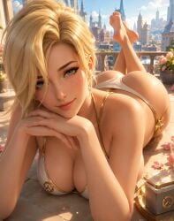 ai_generated animated animation ass ass_focus big_ass big_breasts bikini bikini_bottom bikini_top breast_squeeze feet feet_up fondling fondling_balls foot_fetish foot_focus grabbing_breasts grabbing_own_breast looking_at_viewer mercy moan moaning moaning_in_pleasure overwatch overwatch_2 pressing_breasts_together soles soles_female soles_fetish soles_focus sunbathing tagme the_pose toes toes_scrunch video