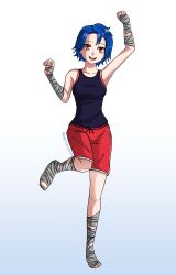 1girls big_breasts blue_hair emily_(stardew_valley) feet light-skinned_female light_skin mrwolfartworks red_eyes smile smiling smiling_at_viewer solo stardew_valley