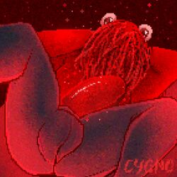 ass cygnoserium digital_media_(artwork) don't_hug_me_i'm_scared genitals hi_res humanoid male male_only penis pixel_(artwork) presenting presenting_hindquarters red_guy_(dhmis) solo