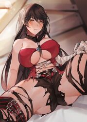 1girls big_breasts black_choker black_hair blush breasts muunai solo tales_of_(series) tales_of_berseria velvet_crowe