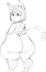 2022 animal_crossing ankha anthro ass big_ass cat_tail catgirl furry huge_ass looking_at_viewer looking_back nintendo nocturne_nsfw short_hair thick_thighs thighs wide_hips