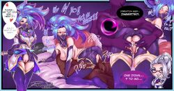 1girls akali corruption english_text league_of_legends light-skinned_female mind_control nsfw penetration purple_hair raphaeru sex speech_bubble star_guardian_akali star_guardian_series star_nemesis_morgana text