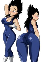 ass ass_focus bent_over big_breasts black_eyes black_eyes_female black_hair black_hair_female blush blush_lines breasts chigosenpai_(artist) cleavage clothed clothed_female clothing dat_ass dragon_ball dragon_ball_super dragon_ball_z eyelashes female female_focus female_only female_saiyan female_vegeta gender_bender genderbend genderbender genderbent genderswap hand_behind_head hand_on_boob hand_on_breast hand_on_own_breast hand_on_own_chest hips light-skinned_female light_skin long_hair long_hair_female nice_ass parted_lips rule_63 saiyan saiyan_girl sidelocks spiked_hair spiky_hair thighs vegeta white_boots white_gloves