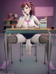 1futa 3d bedroom_eyes big_breasts big_penis blender breasts choker d.va desk flaccid futa_only futanari large_breasts legs_apart light-skinned_futanari light_skin looking_at_viewer overwatch panties panties_aside penis presenting_penis school_uniform shadowboxer solo spread_legs taker_pov thighhighs under_desk