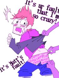 ass eddsworld english_text gay ginger matt_(eddsworld) nervous orange_hair purple_hoodie solo tagme text