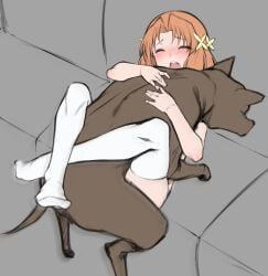 1boy 1girls canid canine canine_on_human dog domestic_dog dominant_feral female female_human female_human/male_feral female_on_feral femsub hetero hug human leg_lock leg_wrap legs_up male male/female male_canine maledom missionary_position nude senki_zesshou_symphogear serena_cadenzavna_eve serenanihidoikotoshitai sex socks straight thigh_socks thighhighs thighhighs_only vaginal_penetration white_socks zoophilia