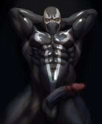 2020 abs absurd_res balls biceps black_background black_balls black_body black_penis demon foreskin genitals glans glistening glistening_body green_eyes half-erect hands_behind_head hellspawn hi_res humanoid image_comics light looking_at_viewer male male_focus male_only markings mortal_kombat mortal_kombat_11 mouthless muscular muscular_humanoid muscular_male navel netherrealm_studios not_furry_focus nude pecs penis pink_glans retracted_foreskin sedo sedo_(usingincognito) shadow simple_background solo spawn spawn_(series) usingincognito white_markings