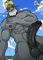 anthro balls bara barazoku beard big_balls big_penis boner erection eye_markings facial_hair furry gay grey_body looking_down low-angle_view male male_only marine muscles muscular my_hero_academia one_eye_closed penis randrewcv seal selkie_(my_hero_academia) solo solo_male spotted_seal sweaty whiskers white_hair worm's-eye_view