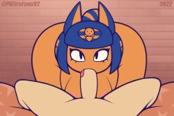 2022 animal_crossing animated ankha ankha_(animal_crossing) anthro ass breasts domestic_cat felid feline felis fellatio female female_penetrated front_view fur furry genitals human human_on_anthro interspecies male male/female male_penetrating male_penetrating_female mammal nintendo nude oral oral_penetration penetration penile penis pkfirefawx sex tongue tongue_out video_games yellow_body yellow_fur