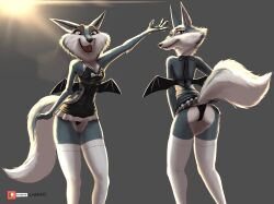 2022 anthro canid canine canis clothed clothing felid hi_res illumination_entertainment link6432 maid_uniform mammal open_mouth panties porsha_crystal sing_(movie) sing_2 smile solo underwear uniform wolf yellow_eyes