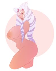 ahsoka_tano breast_hold breasts_bigger_than_head exposed_breasts female female_only from_side huge_breasts jedi kokobuttz lekku looking_at_viewer nude nude_female orange_skin solo star_wars star_wars_rebels thick_thighs togruta