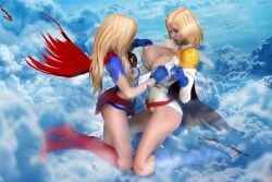 2015 2girls 3d alien_human alien_look_like_human blonde_hair breast_envy breast_sucking_envy curvy curvy_milf dc dc_comics huge_breasts human imminent_breast_sucking medium_breasts power_girl prizm1616 sexual_tension supergirl thick_thighs young_woman young_woman_and_milf yuri