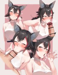 1boy 1girls :>= animal_ear_fluff animal_ears black_hair blowjob blowjob_face blowjob_gesture censor_bar censored censored_penis clothed clothed_sex eyebrows_visible_through_hair fellatio female frikulu heart-shaped_pupils hololive hololive_gamers hololive_japan horny kemonomimi light-skinned_female light-skinned_male male male/female ookami_mio oral oral_penetration oral_sex short_hair suggestive tagme tongue tongue_out two_tone_hair virtual_youtuber wolf_ears wolf_girl