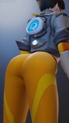 1girls 3d arched_back ass ass_focus ass_shot back_view blender brown_hair chronal_accelerator clothed clothed_female female female_only leggings overwatch overwatch_2 presenting_ass presenting_hindquarters riversizd solo solo_female thighs tight_clothing tracer