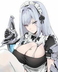 big_breasts breasts ethel_(xenoblade) haoni maid maid_uniform silver_eyes silver_hair xenoblade_(series) xenoblade_chronicles_3