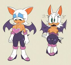 bat_girl bat_wings boots breasts green_eyes huge_breasts majuv mobian_(species) nipple_slip rouge_the_bat sega sonic_(series) sonic_the_hedgehog_(series) wardrobe_malfunction