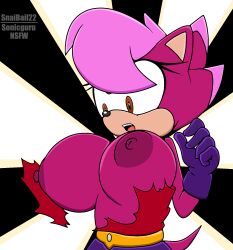 anthro big_breasts breast_size_difference breasts eulipotyphlan female growth hedgehog hi_res inflation mammal nipple_slip sega snailbail22 solo sonia_the_hedgehog sonic_(series) sonic_the_hedgehog_(series) sonic_underground sonicguru surprise