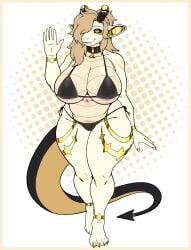 anthro big_ass big_breasts bikini brown_hair cute dragon female golden_tattoo horns reptile seductive sophia_(sophiathedragon) sophia_woo sophiathedragon tail white_skin