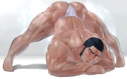 1boy abs ass_focus biceps big_penis fumio(ふみを) fumio_(snnmfmw) fumiyo fundoshi golden_kamuy jack-o_pose male male_focus male_only muscle muscles muscular muscular_arms muscular_ass muscular_back muscular_legs muscular_male muscular_thighs nipples pecs tanigaki_genjirou veins veiny_penis