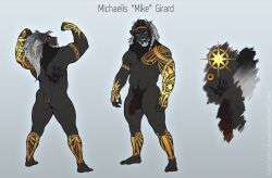 2022 abs absurd_res anthro ass balls beard biceps braided_hair chest_tuft claws facial_hair felid flaccid flexing foreskin genitals grey_body hair hi_res humanoid_genitalia lion long_hair looking_at_viewer looking_away male mammal mane mickey_the_retriever model_sheet muscular muscular_anthro muscular_male navel neck_tuft nipples nude orange_eyes pantherine pecs penis pubes simple_background solo standing tattoo tuft vein veiny_penis white_hair