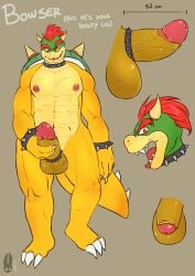 anthro bowser cock_ring fat_penis genitals hi_res male male_only mario_(series) muscular natt333 nintendo penis penis_grab soft_penis solo video_games