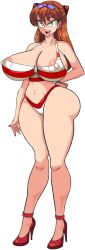 1girls alcione asuka_langley_sohryu big_ass big_breasts breasts female green_eyes huge_ass huge_breasts looking_at_viewer navel neon_genesis_evangelion nipples open_mouth orange_hair swimsuit tagme thick_thighs wide_hips