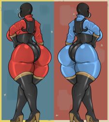 2girls ass big_ass big_breasts breasts bubble_butt female fempyro genderswap high_heel_boots high_heels jigglephysics multiple_girls pyro_(team_fortress_2) tagme team_fortress_2 thigh_boots