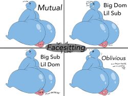 big_ass blue_skin bubble_butt dialogue facesitting huge_ass megacoolbear_(artist) panels red_skin tagme