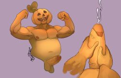 13titoazazel bodily_fluids candle chubby_belly cum delighted erection first_person_view flexing flexing_both_biceps food foreskin fruit genital_fluids genitals halloween hi_res holding_penis holidays hollow_eyes humanoid jack-o'-lantern leaf male male_only muscular muscular_male nipples orange_body penis penis_grab plant pumpkin pumpkin_head smile solo vein