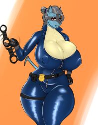 big_breasts breasts female jigglephysics lucario millie_(jigglephysics) pokemon pokemon_(species)