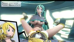 1futa 1girls 3d 3d_(artwork) alternate_version_at_source alternate_version_available anal balls big_penis blonde_hair blue_hair bottomless breasts clothed clothing cum dickgirl dickgirl/female duo female futa_on_female futanari hatsune_miku huge_breasts huge_cock human kagamine_rin light-skinned_female light-skinned_futanari light_skin on_back partially_clothed penis peterraynor self_upload sex standing vocaloid