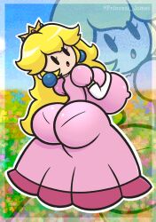 2022 ass big_breasts blonde_hair erect_nipples hourglass_figure huge_breasts hyper hyper_ass hyper_breasts mario_(series) nintendo pantylines paper_mario paper_peach princess_jomes princess_peach tagme thick_ass