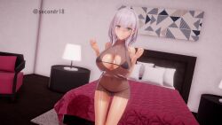 1girls 3d animated big_breasts cleavage cleavage_cutout green_eyes holding_breast hololive hololive_fantasy hololive_japan large_breasts light-skinned_female light_skin lingerie micro_bikini mikumikudance mmd mp4 pressing_breasts_together second_(artist) secondr18 see-through_clothing shirogane_noel sound tongue tongue_out video virtual_youtuber white_hair