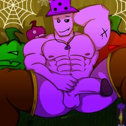 1boy arm_behind_back arm_behind_head bara juke's_towers_of_hell kendrick_nsfw male male_only purple_skin roblox roblox_game solo tagme toaaa_(jtoh) towerhuman_(jtoh)