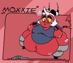 adorable background color coloured cute demon demon_boy fat fat_man helluva_boss male male_only moxxie_(helluva_boss) owo55