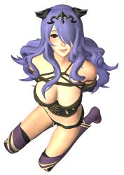 1girls 3d alpha_channel alternate_costume armor_break arms_behind_back baron_samedi_(artist) black_panties bondage breasts broken_armor camilla_(fire_emblem) cleavage corset female female_only femsub fire_emblem fire_emblem_fates fire_emblem_warriors for_sticker_use from_above hair_over_one_eye horns kneeling large_breasts long_hair looking_at_viewer looking_back looking_up more_at_source nintendo no_background official_alternate_costume panties pink_eyes png purple_hair rope rope_bondage solo sticker_template transparent_background transparent_png underwear