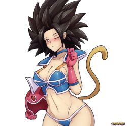 bikini bikini_armor blush breasts caulifla chichi's_armor dragon_ball dragon_ball_super dragon_ball_z hourglass_figure thin_waist toned wide_hips