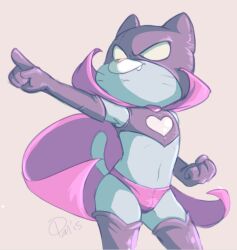 1boy 2015 blue_fur cape cartoon_network color dandi digital_media_(artwork) femboy furry furry_only girly gumball_watterson latex latex_gloves latex_underwear long_gloves lowres mask small_bulge superhero superhero_costume the_amazing_world_of_gumball thigh_boots