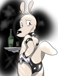 1boy 2017 alcohol collar colored dandi ear_piercing earrings furry furry_only line_art piercing pinup rocko's_modern_life rocko_rama sketch underwear underwear_only unknown_colorist waiter