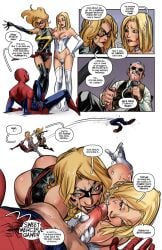 1boy ass avengers bayushi blonde_hair blue_eyes breasts carol_danvers comic comic_page corset emma_frost female gangbang hellfire_club leotard lingerie marvel marvel_comics ms._marvel ms._marvel_(carol_danvers) nipples oral oral_sex orgasm orgy panties panties_aside peter_parker pubic_hair pussy shaved_pussy spider-man spider-man_(series) stan_lee straight_hair thong thong_leotard thong_panties threesome throat_fuck thunkstudio tracyscops vaginal_penetration vaginal_sex white_queen x-men