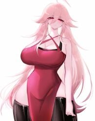 1girls big_breasts blonde_hair bra cleavage clothing cute daisuki_gf_(the_trollge_files) female female_only friday_night_funkin girlfriend_(friday_night_funkin) long_hair looking_at_viewer simple_background stockings the_trollge_files thick_thighs usa37107692